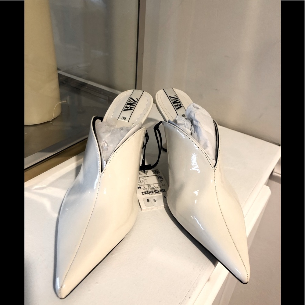 ZARA Ivory Mules! NWT Point toe High Stiletto Heels! Size 39 SOLD OUT!!!